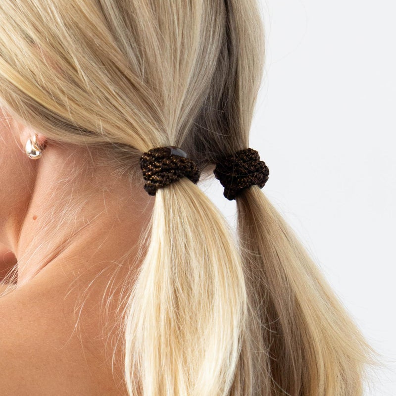 L. Erickson Brown Hair Ties for Thick Hair, Grab & Go Ponytail Holders, 8 Pack, Metallic Espresso, Thick No-Crease Bands with Strong Hold and Damage-Free Design | L. Erickson - Image 2